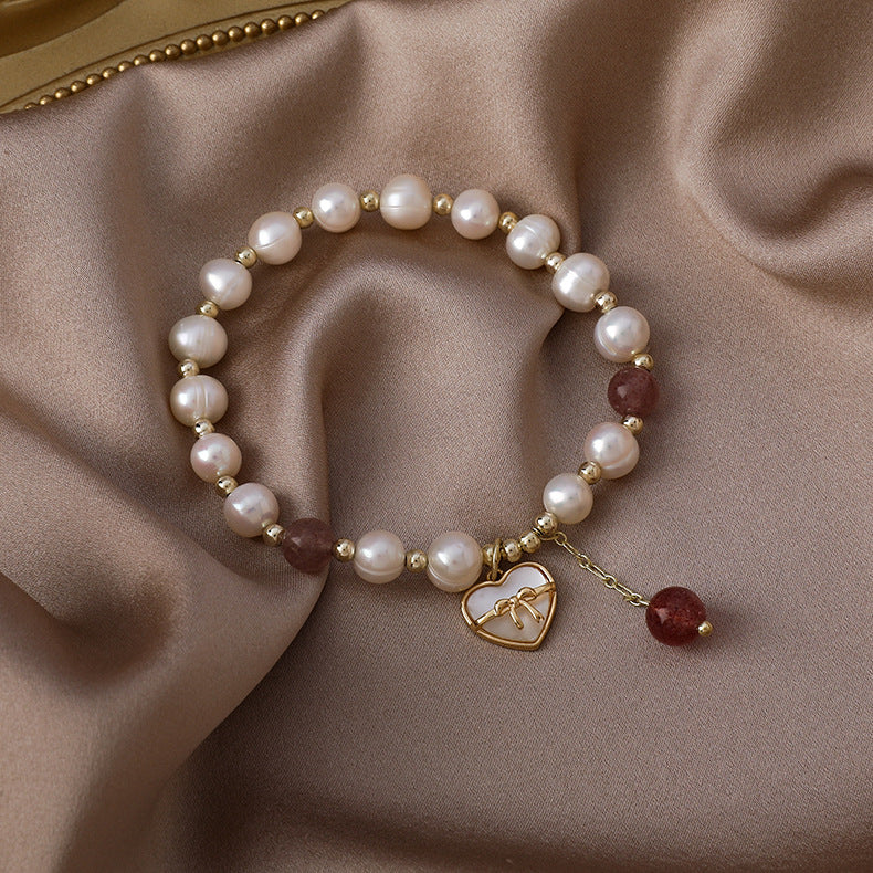 Venta al por mayor estilo chino bloqueo amor corazón perla pulsera con cuentas